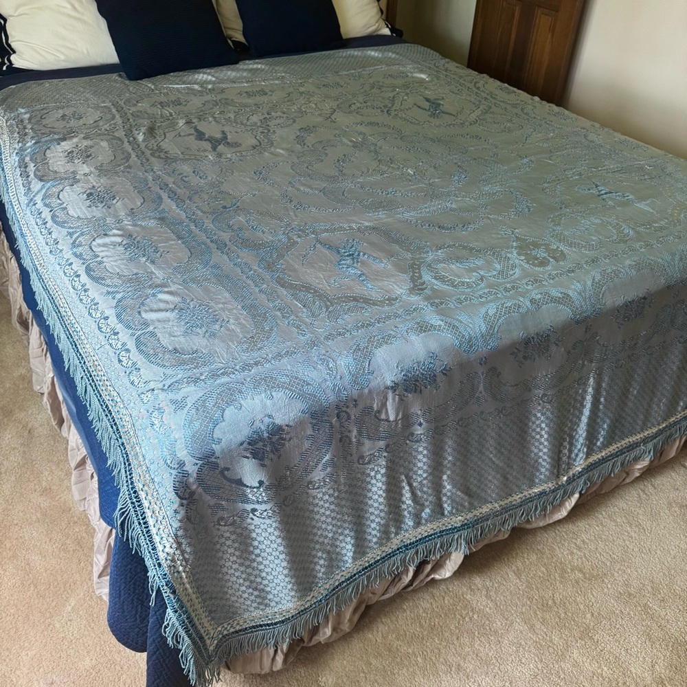 Vintage Light Blue Decorative Bedspread Comforter